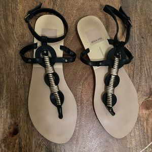 Dolce Vita Flat Gladiator Sandals with ankle strap gold rope detail sz 7